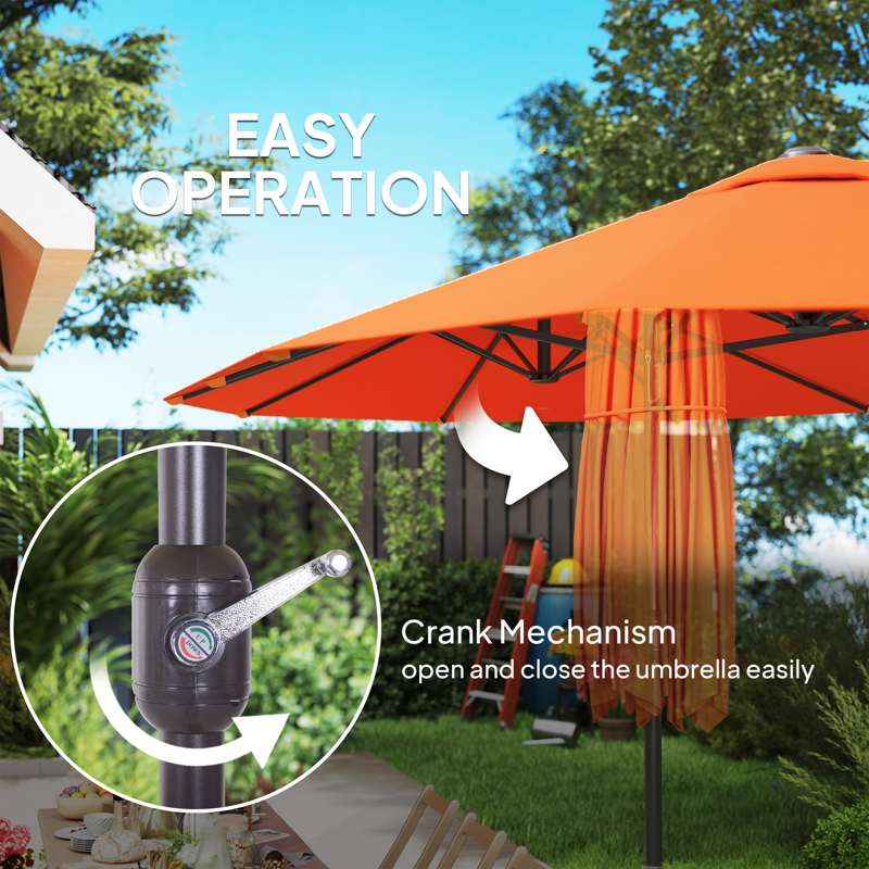 Outsunny 4.6m Double-Sided Garden Parasol - Orange
