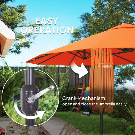 Outsunny 4.6m Double Garden Parasol - Orange