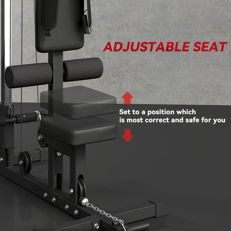 SPORTNOW Pull Up Station, Power Cage with Adjustable Seat, for Home Gym - Black