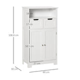 kleankin Bathroom Cabinet, Free Standing Bathroom Storage Cabinet with 2 Drawers and Adjustable Shelf, Small Bathroom Storage Unit, White