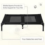 PawHut Large Raised Dog Bed Cat Elevated Lifted Cooling Portable Camping Basket Outdoor Indoor Mesh Pet Cot Metal Frame Black