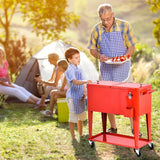 76L Portable Outdoor Rolling Cooler with Shelf for Party & BBQ