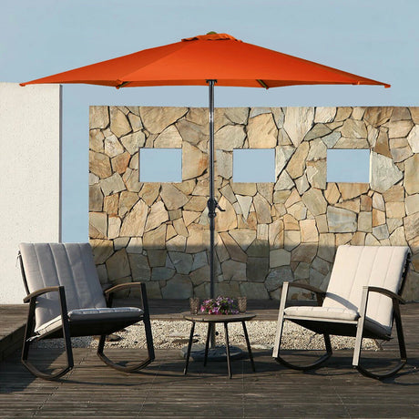 9ft Patio Market Table Umbrella with Push Button Tilt and Crank-Orange