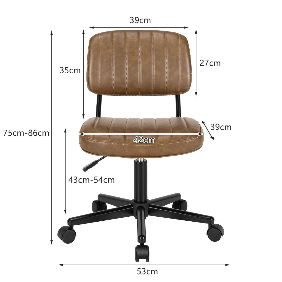 PU Leather Adjustable Office Chair  Swivel Task Chair with Backrest-Brown