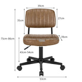 PU Leather Adjustable Office Chair  Swivel Task Chair with Backrest-Brown