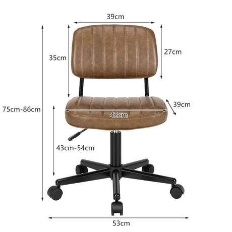 PU Leather Adjustable Office Chair  Swivel Task Chair with Backrest-Brown
