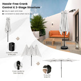 15 Feet Double-Sized Patio Umbrella with Crank Handle and Vented Tops-Beige