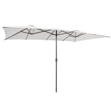 15 Feet Double-Sized Patio Umbrella with Crank Handle and Vented Tops-Beige