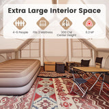 4-6 People Waterproof Inflatable Camping Tent with Pump-Beige