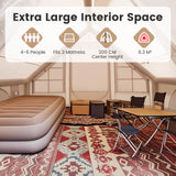 4-6 People Waterproof Inflatable Camping Tent with Pump-Beige