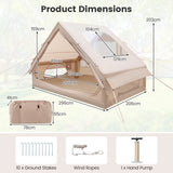 4-6 People Waterproof Inflatable Camping Tent with Pump-Beige