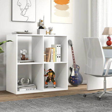 4-Cube Bookcase Home 2-tier Bookshelf with Anti-toppling Kit-White