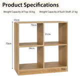 4-Cube Bookcase Storage Organizer with 2 Anti-Tipping Kits for Office-Natural