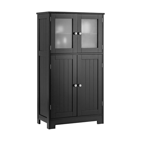 Bathroom Floor Storage Locker Kitchen Cabinet with Doors and Adjustable Shelf-Black