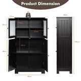 Bathroom Floor Storage Locker Kitchen Cabinet with Doors and Adjustable Shelf-Black