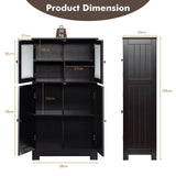 Bathroom Floor Storage Locker Kitchen Cabinet with Doors and Adjustable Shelf-Black