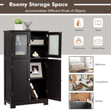 Bathroom Floor Storage Locker Kitchen Cabinet with Doors and Adjustable Shelf-Black