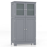 Bathroom Floor Storage Locker Kitchen Cabinet with Doors and Adjustable Shelf-Gray