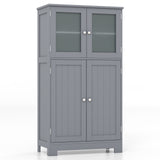 Bathroom Floor Storage Locker Kitchen Cabinet with Doors and Adjustable Shelf-Gray