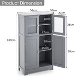 Bathroom Floor Storage Locker Kitchen Cabinet with Doors and Adjustable Shelf-Gray