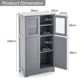 Bathroom Floor Storage Locker Kitchen Cabinet with Doors and Adjustable Shelf-Gray