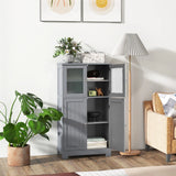 Bathroom Floor Storage Locker Kitchen Cabinet with Doors and Adjustable Shelf-Gray