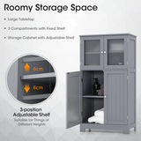 Bathroom Floor Storage Locker Kitchen Cabinet with Doors and Adjustable Shelf-Gray