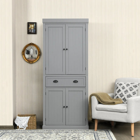 Cupboard Freestanding Kitchen Cabinet w/ Adjustable Shelves-Gray