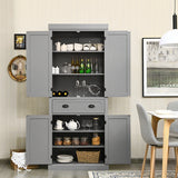 Cupboard Freestanding Kitchen Cabinet w/ Adjustable Shelves-Gray