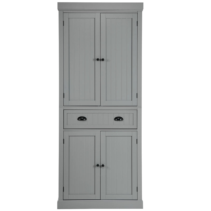 Cupboard Freestanding Kitchen Cabinet w/ Adjustable Shelves-Gray