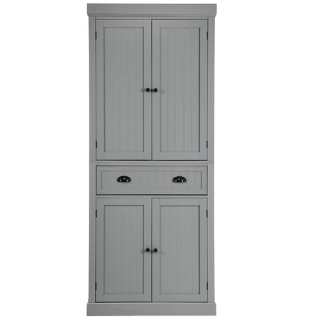 Cupboard Freestanding Kitchen Cabinet w/ Adjustable Shelves-Gray