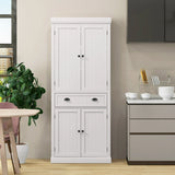 Cupboard Freestanding Kitchen Cabinet w/ Adjustable Shelves-White