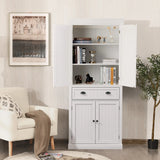 Cupboard Freestanding Kitchen Cabinet w/ Adjustable Shelves-White