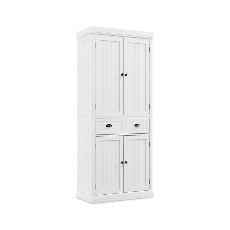 Cupboard Freestanding Kitchen Cabinet w/ Adjustable Shelves-White