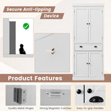 Cupboard Freestanding Kitchen Cabinet w/ Adjustable Shelves-White