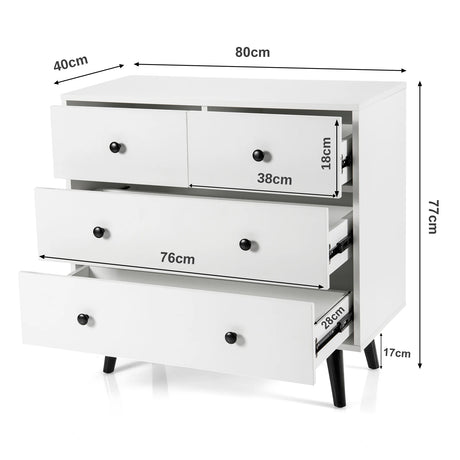 4-Drawer Dresser Modern Storage Chest Cabinet with Handles-White