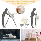 4-in-1 Foldable Baby High Chair with 7 Adjustable Heights and 4 Reclining Angles-Beige