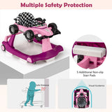4-in-1 Baby Push Walker with Adjustable Height and Speed-Cream Pink