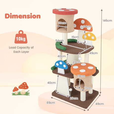 4-In-1 Cat Tree with 2 Condos and Platforms for Indoors-Multicolor