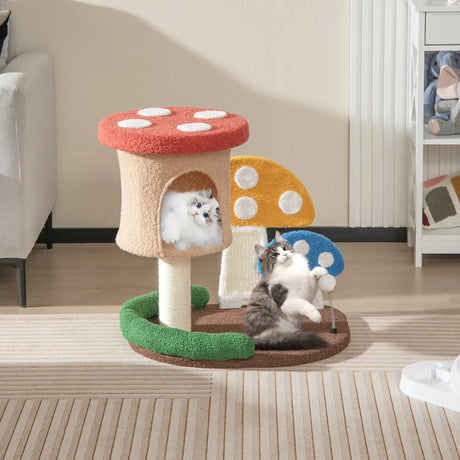 4-In-1 Cat Tree with Condo and Platform-Multicolor