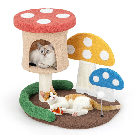 4-In-1 Cat Tree with Condo and Platform-Multicolor