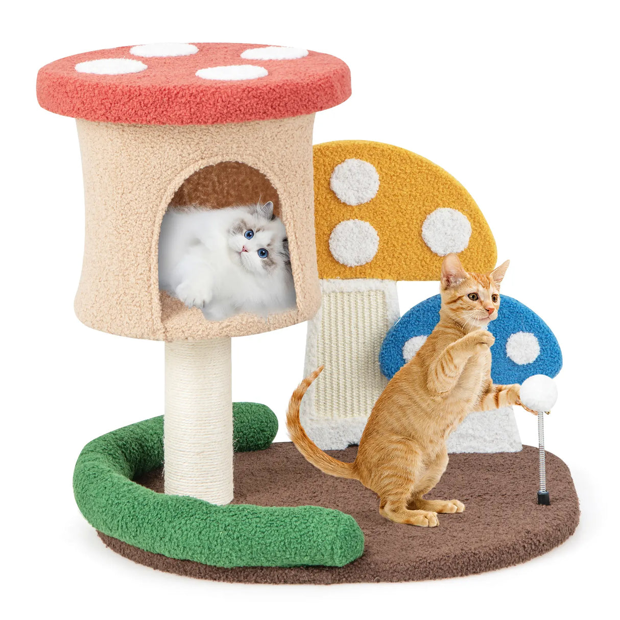 4-In-1 Cat Tree with Condo and Platform-Multicolor