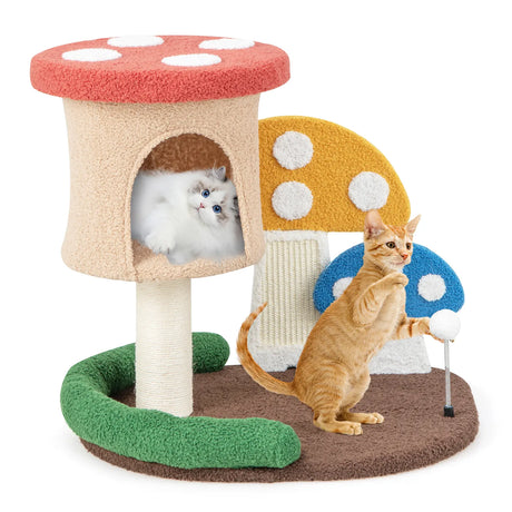 4-In-1 Cat Tree with Condo and Platform-Multicolor