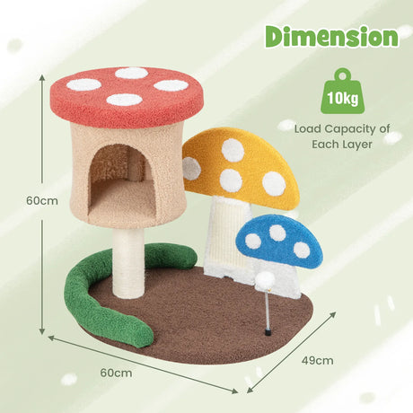 4-In-1 Cat Tree with Condo and Platform-Multicolor