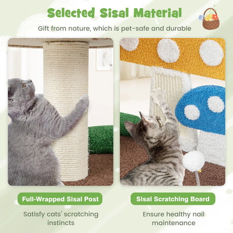4-In-1 Cat Tree with Condo and Platform-Multicolor
