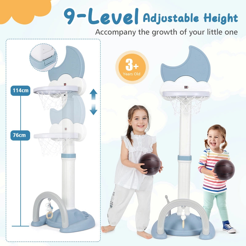 4-In-1 Kids Basketball Hoop with Adjustable Height for Kids-Blue