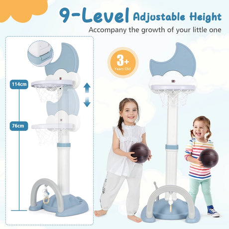 4-In-1 Kids Basketball Hoop with Adjustable Height for Kids-Blue
