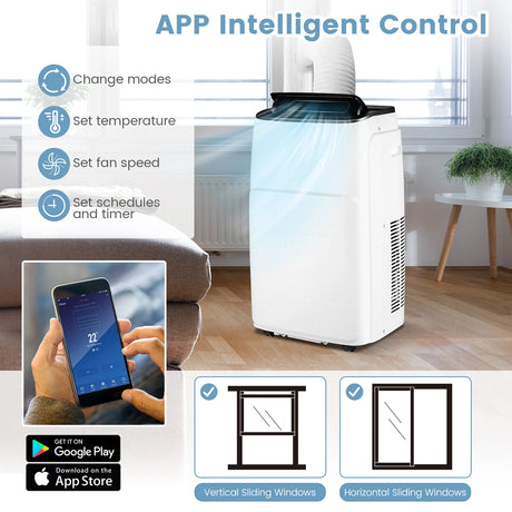 4-in-1 Portable Air Conditioner with Multi-Speed Fan and Remote Control-White
