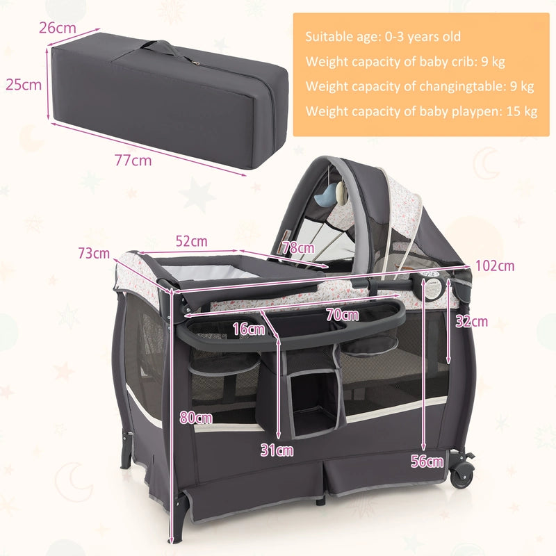 4 in 1 Portable Baby Nursery Center with Bassinet-Beige