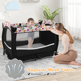 4 in 1 Portable Baby Nursery Center with Bassinet-Multicolor